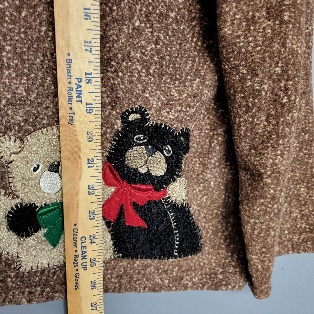 Vintage Decorated Originals Sweater Womens Button Cardigan Teddy Bear Applique - Picture 9 of 12